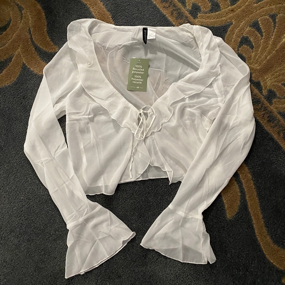 Sheer white bell sleeve top